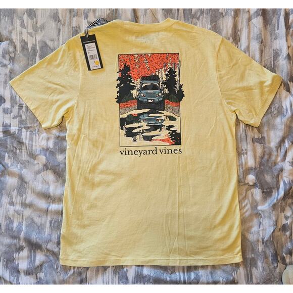 VINYARD VINES Yellow Duck Jeep Pocket Short Sleeve T-Shirt New GIFT Men's small - Picture 1 of 4
